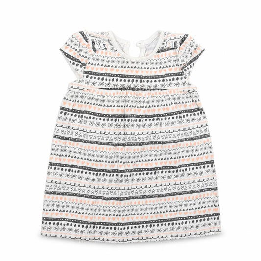 Front view of George girls’ white geometric t-shirt dress, size 12-18, months