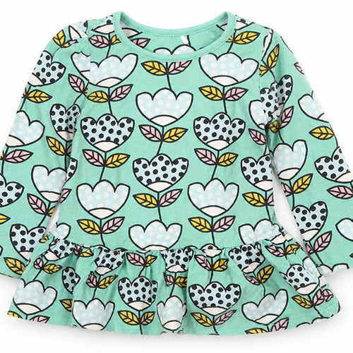 Mini Club Girls Green Floral  Shirt Dress  Size 9-12 Months