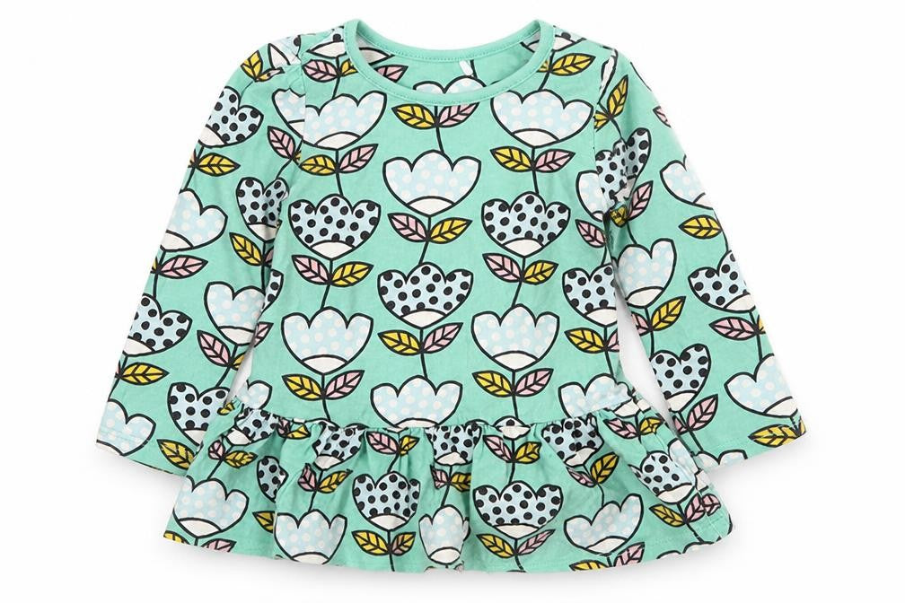 Mini Club Girls Green Floral  Shirt Dress  Size 9-12 Months