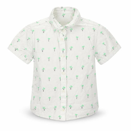 Matalan Boys White   Basic Button-Up Size 3-4 Years  - Palm Trees
