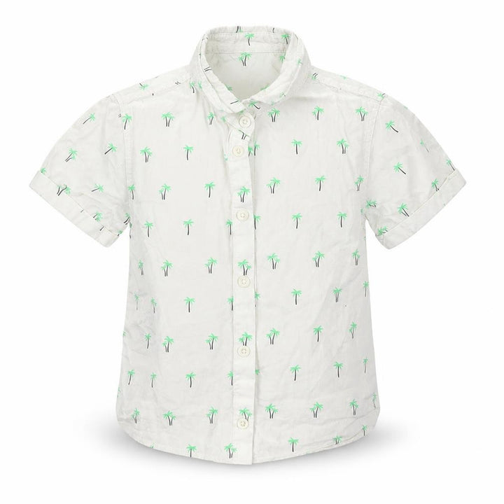 Matalan Boys White Basic Button-Up Size 3-4 Years - Palm Trees