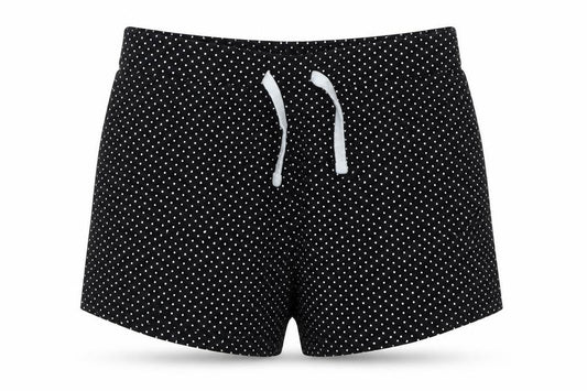 Front view of New Look girls’ black polka dot sweat shorts, size M