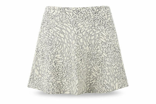 Front view of Topshop women’s beige flare skirt, size UK 8