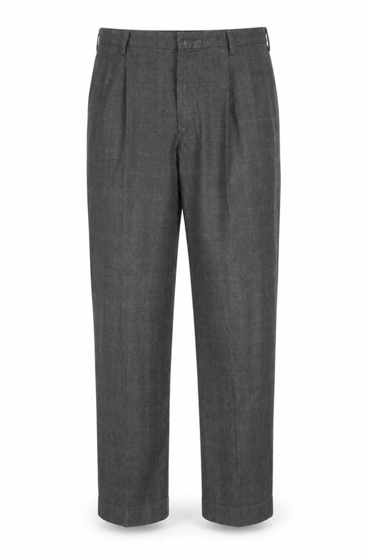 Front view of Preworn men’s green trousers, size 34, in, 29-inch leg