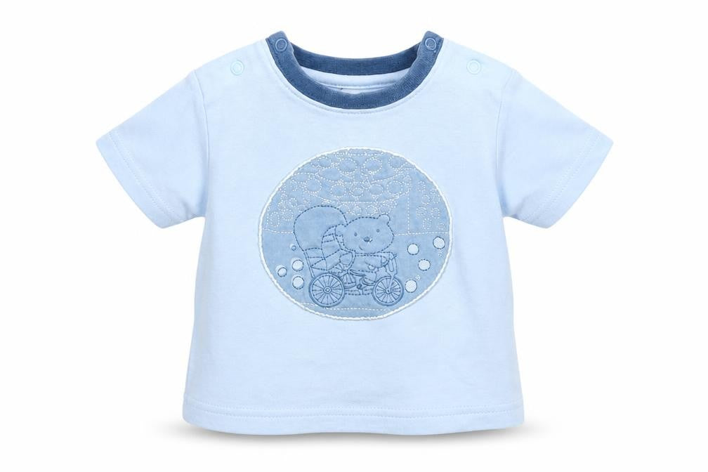 Front view of Tu boys’ blue basic t-shirt, size 0-3, months