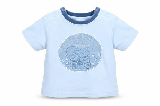 Front view of Tu boys’ blue basic t-shirt, size 0-3, months