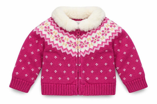 Front view of Gap girls’ pink jacket, size 3-6, months
