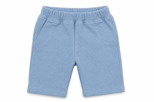 Front view of Tu boys’ blue jogger trousers, size 0-3, months