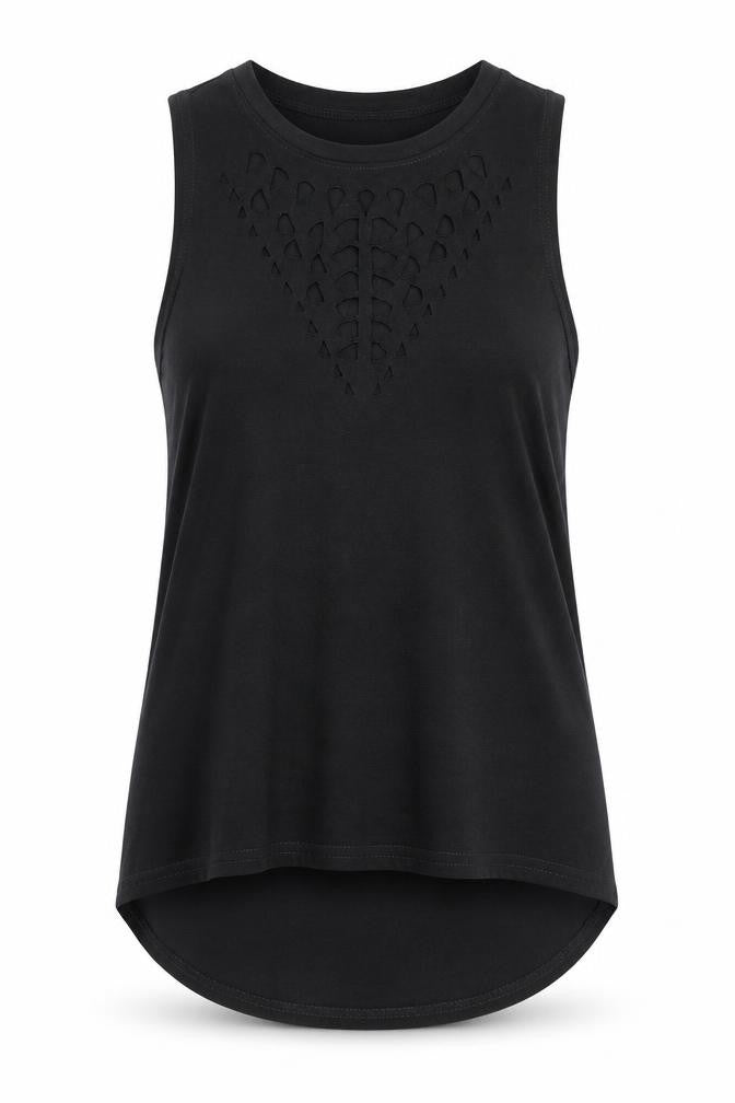 Front view of Preworn women’s grey basic tank, size XL