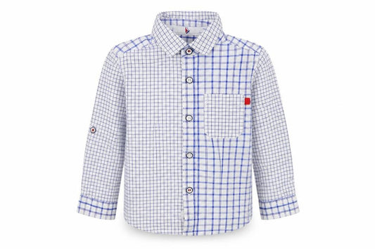 Front view of Mothercare Baby White Check Basic Button-Up, size 9-12, Months