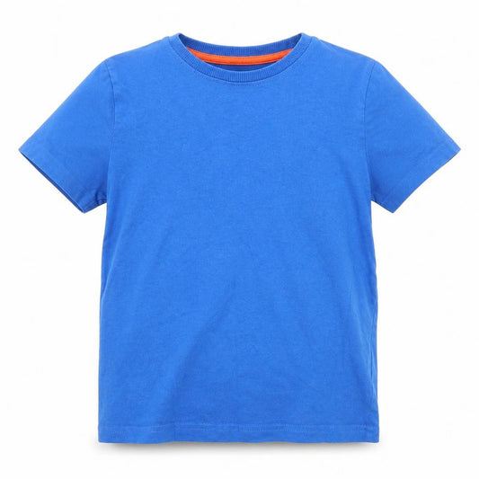 Front view of B Collection boys’ blue jersey basic t-shirt, size 4, years