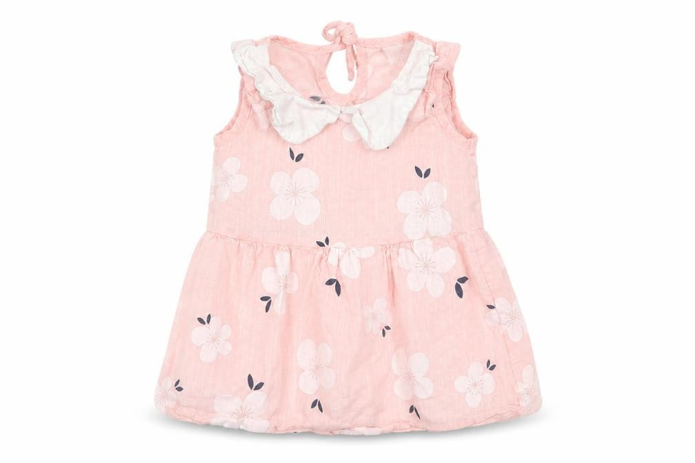Preworn Girls Pink Floral  Tank Dress  Size 6-9 Months