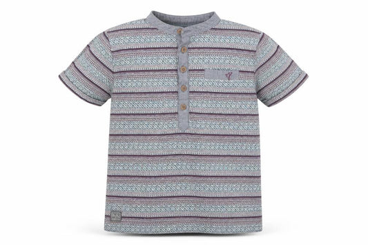Front view of RJR.John Rocha boys’ grey striped jersey basic t-shirt, size 7-8, years