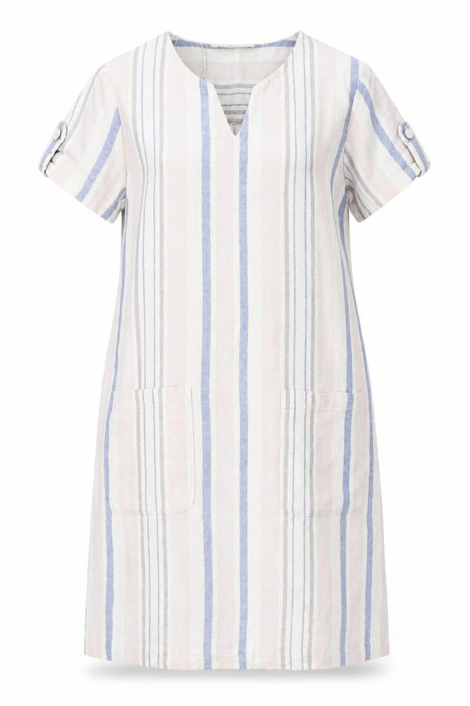 Front view of Tu women’s pink striped a-line, size UK 10