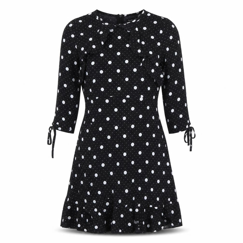 Boohoo Womens Black Polka Dot  A-Line  Size 6