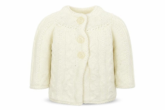 Front view of Early Days Baby White Knit Jacket Coatigan, size 6-9, Months