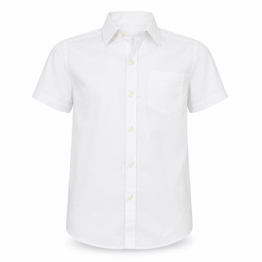 Front view of Next boys’ white basic button-up, size 7, years