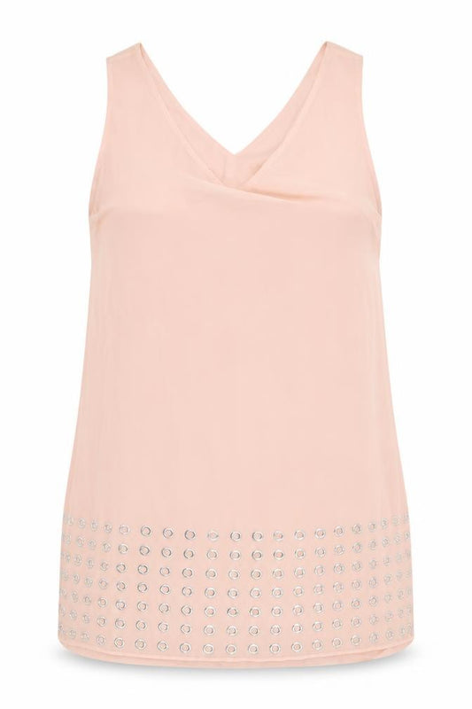Front view of women’s pink houndstooth a-line, size UK 16