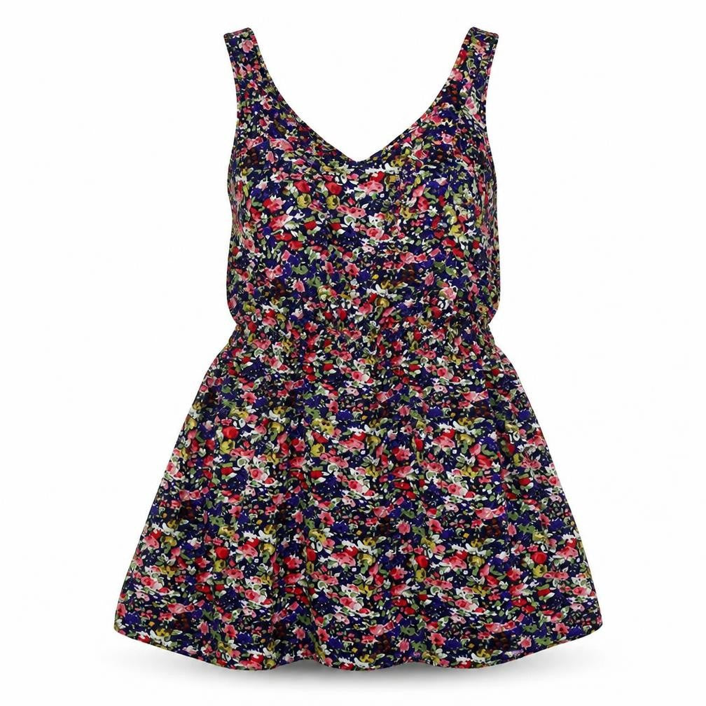 Front view of I Love H81 women’s multicoloured floral basic blouse, size UK 10