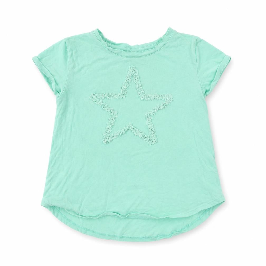 Preworn Girls Green   Basic T-Shirt Size 6-7 Years  - Star