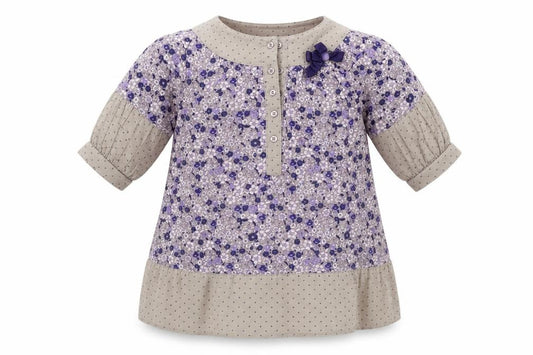 Front view of Vertbaudet Baby Purple Floral Shift, size 18, Months