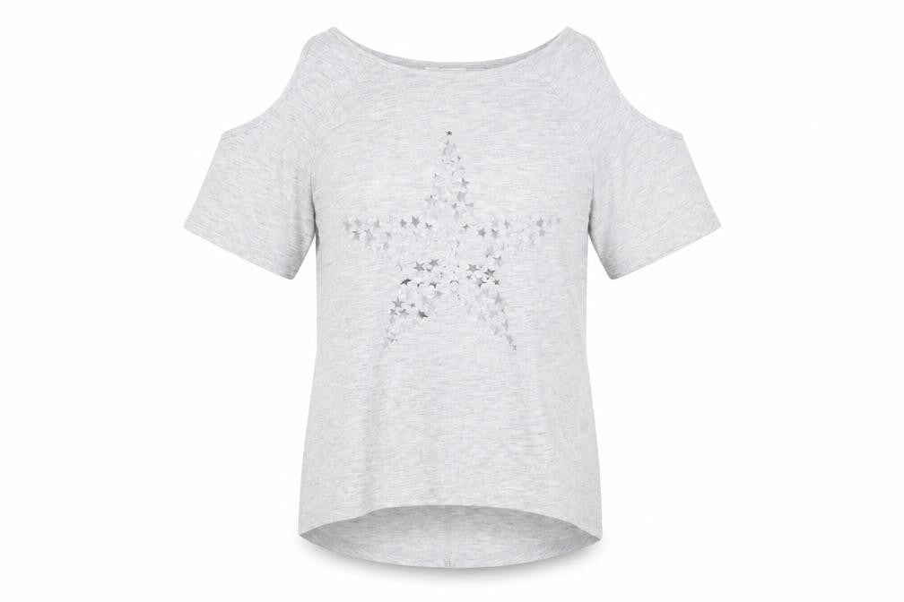 Front view of H&M girls’ grey basic t-shirt, size 14, years