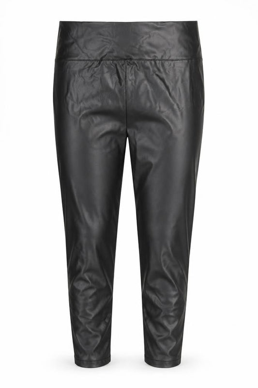 Front view of I SAW IT FIRST women’s brown trousers, size L, 25-inch leg - leather look