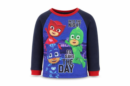 Front view of PJ MASKS boys’ multicoloured pyjama top, size 2-3, years