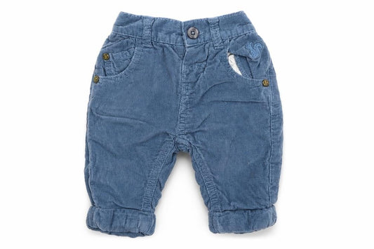 Front view of BHS boys’ blue cargo jeans, size 0-3, months