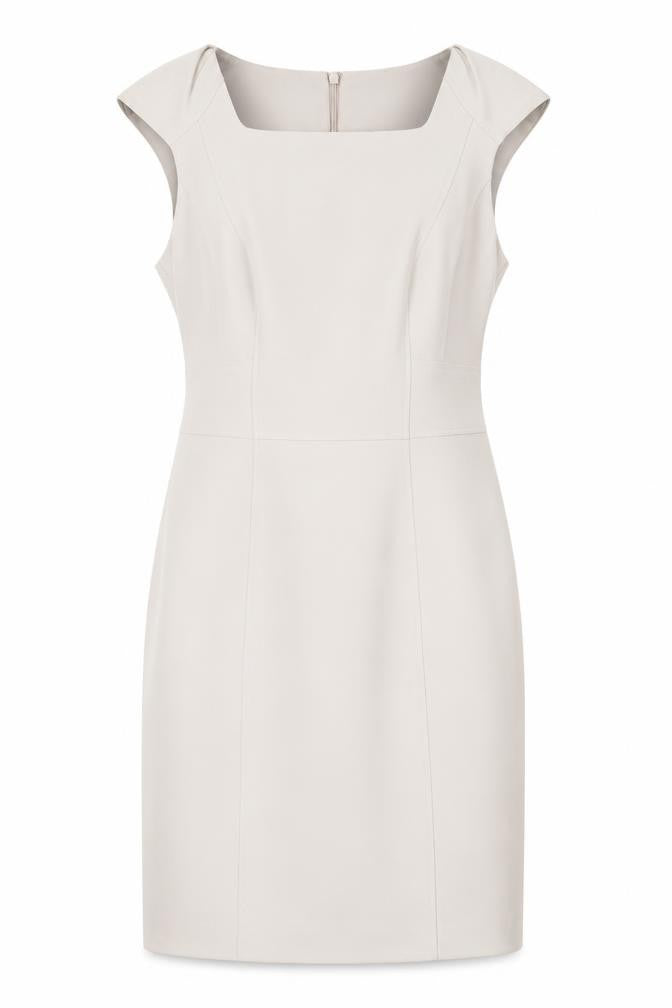 Front view of F&F women’s beige sheath, size UK 8