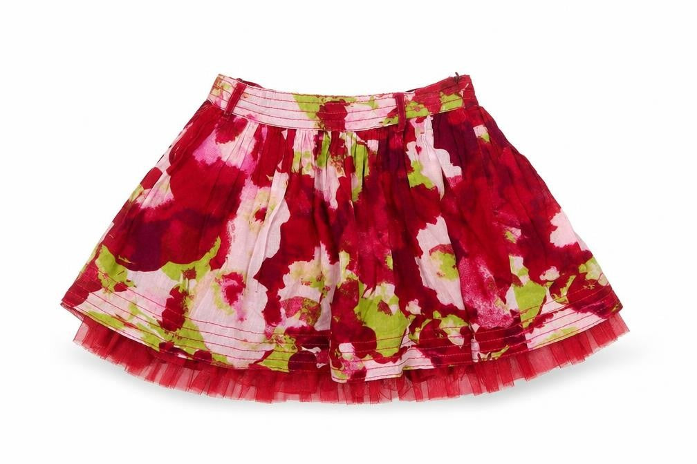 Front view of Gap girls’ red geometric a-line skirt, size 7, years