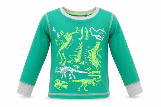 Front view of Next boys’ green geometric pyjama top, size 2-3, years