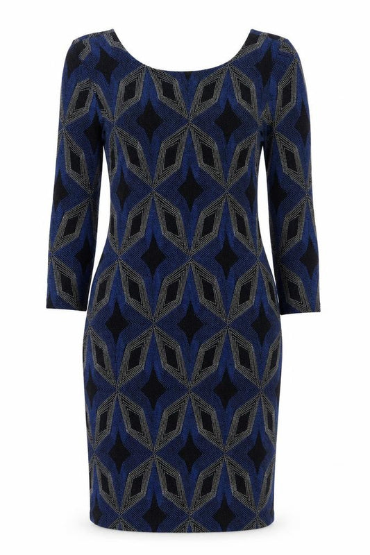 Front view of Primark women’s multicoloured argyle/diamond pencil dress, size UK 10