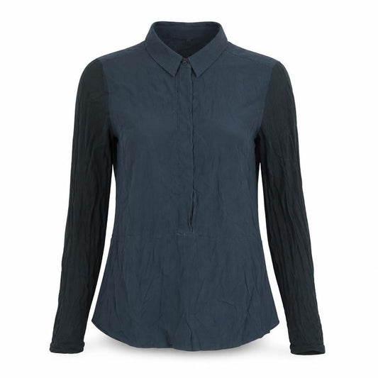 Front view of LK bennet women’s blue basic button-up, size UK 8