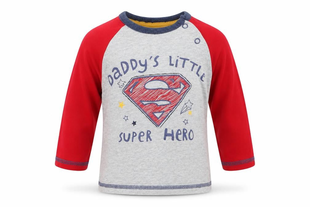 George Baby Grey   Basic T-Shirt Size 6-9 Months  - DADDYS LITLLE SUOER HERO