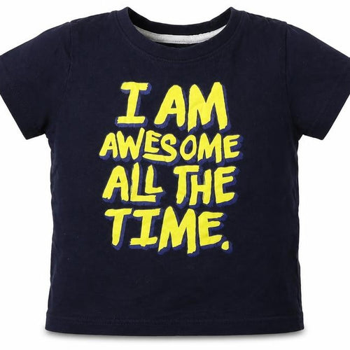 Rebel Boys Blue   Basic T-Shirt Size 2-3 Years  - i am awesome all the time