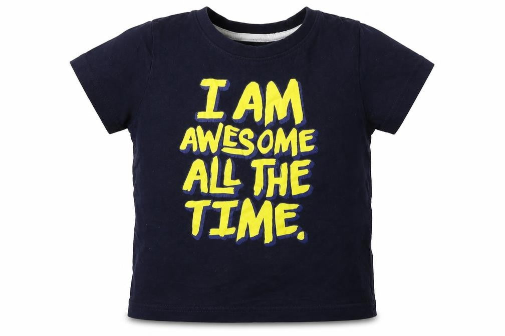 Rebel Boys Blue   Basic T-Shirt Size 2-3 Years  - i am awesome all the time