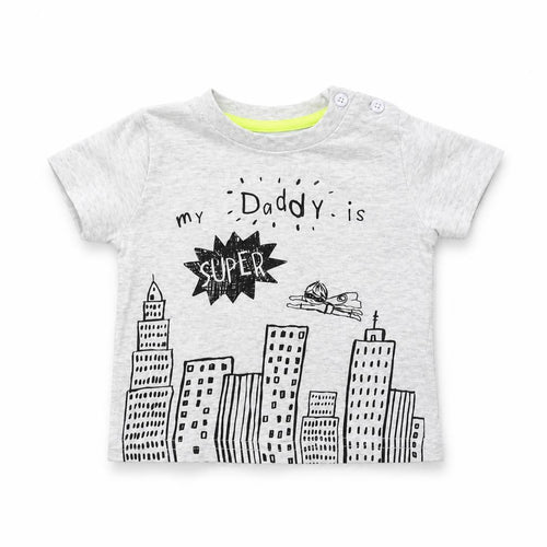 F&F Boys Grey   Basic T-Shirt Size 3-6 Months  - my daddy is super