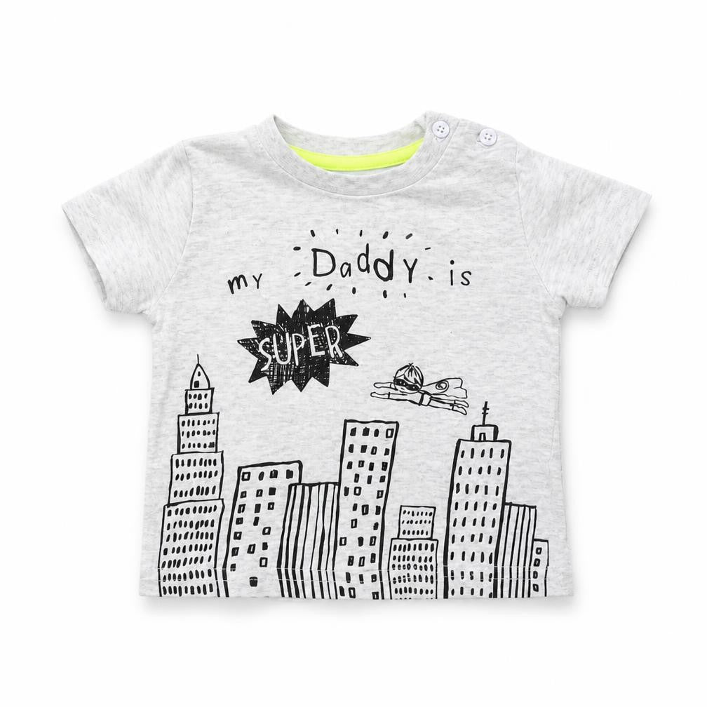F&F Boys Grey   Basic T-Shirt Size 3-6 Months  - my daddy is super