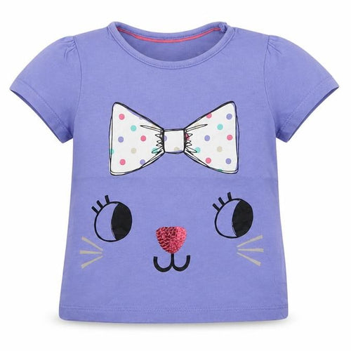 M Girls Purple Animal Print  Basic T-Shirt Size 12-18 Months