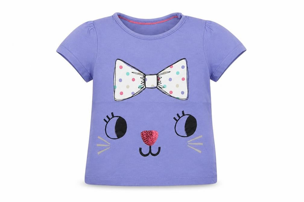 M Girls Purple Animal Print  Basic T-Shirt Size 12-18 Months