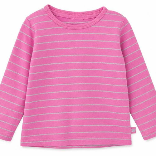 Cherokee Girls Pink Striped  Basic T-Shirt Size 12-18 Months