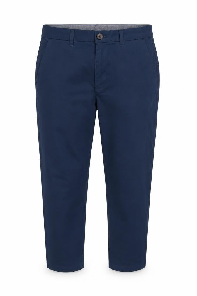 Front view of Next women’s blue capri trousers, size UK 32, in, 25-inch leg