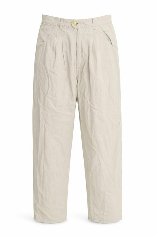 Front view of women’s beige straight jeans, size UK 26, in, 30-inch leg