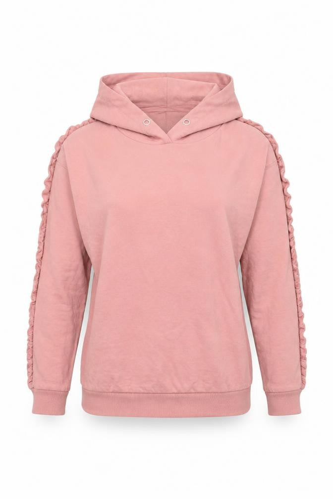 Front view of Select women’s pink pullover hoodie, size S