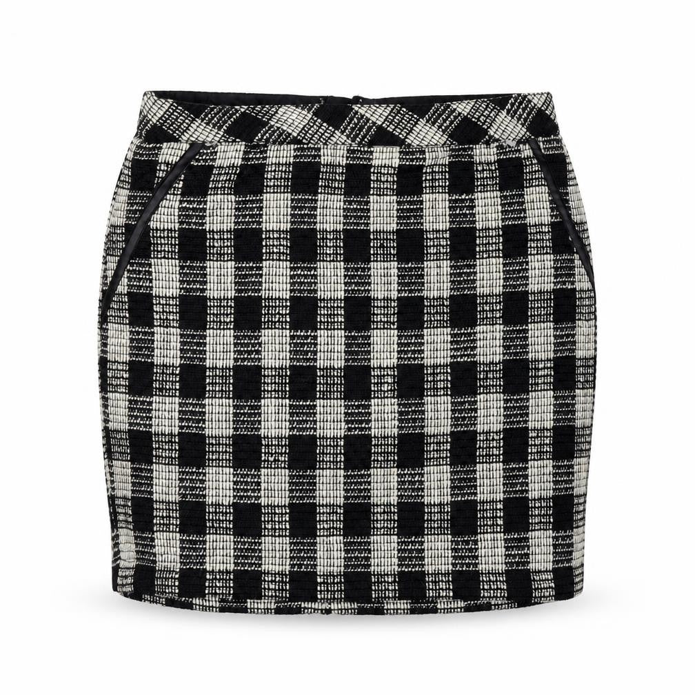 Gina Womens Black Check  A-Line Skirt Size 24 in
