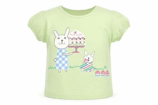 Front view of H&M girls’ green basic t-shirt, size 12-18, months