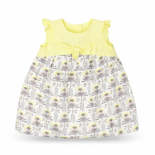 Front view of Next girls’ yellow a-line, size 9-12, months