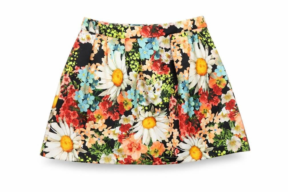 Danity Womens Black Floral  A-Line Skirt Size S