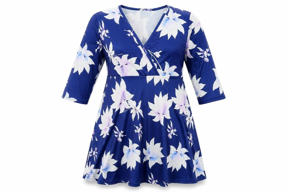 Preworn Womens Blue Floral  Fit & Flare  Size M